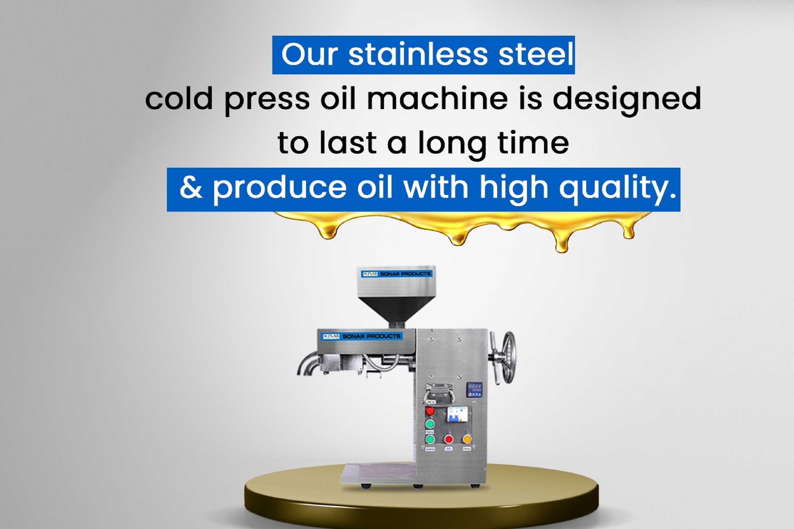 Our stainless steel cold press oil machine is designed to last a long time and produce oil with high quality.