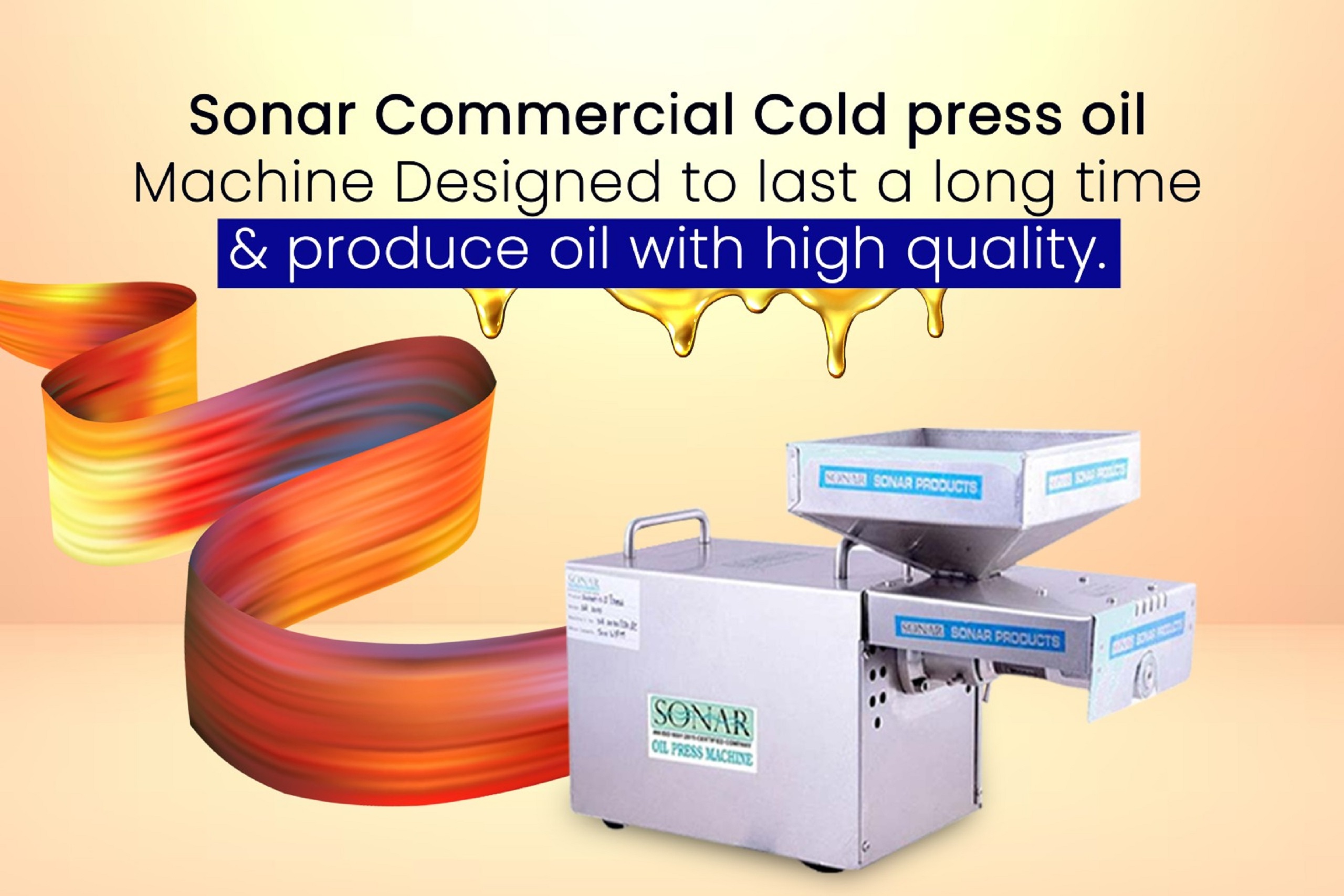Sonar Commercial Cold press oil Machine Designed to last a long time & produce oil with high quality.
