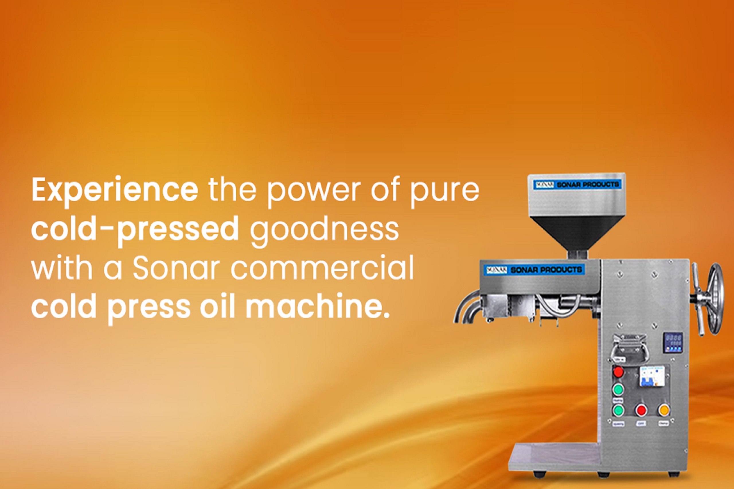 Experience the power of pure, cold-pressed goodness with a Sonar commercial cold press oil machine.